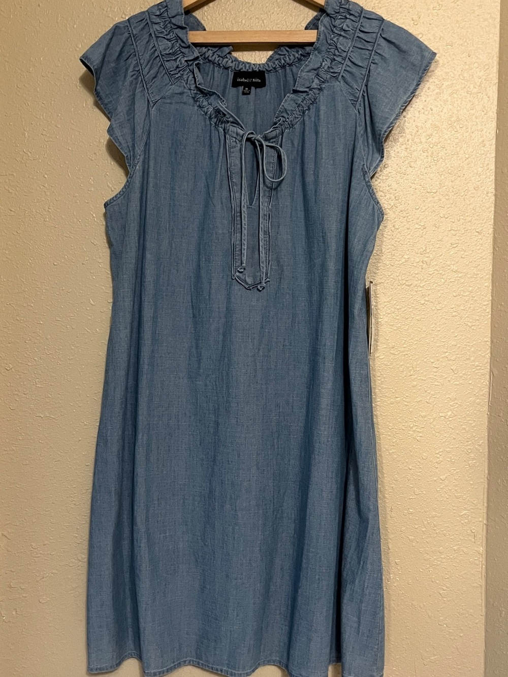 NWT Isabel & Nina Light Chambray Flutter Sleeve Shift Dress Sz XL